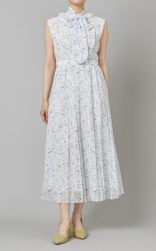 フラワープリントボウタイワンピース