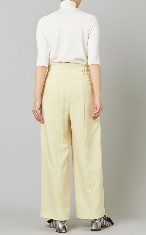 フリル付ハイウエストワイドパンツ