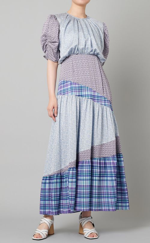 パッチワークフレアワンピース