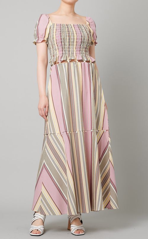 ストライププリントワンピース