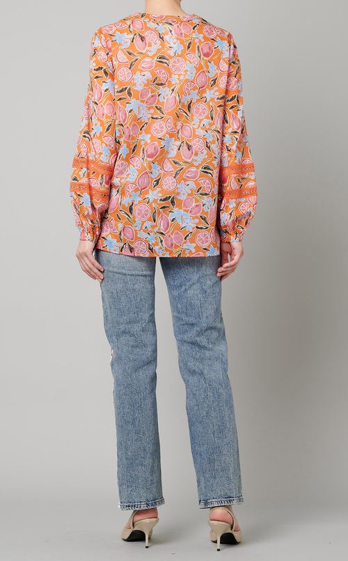 フルーツプリントヨークブラウス