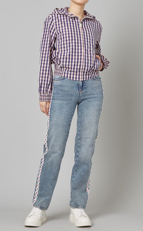 チェック柄ジップアップフーディブルゾン