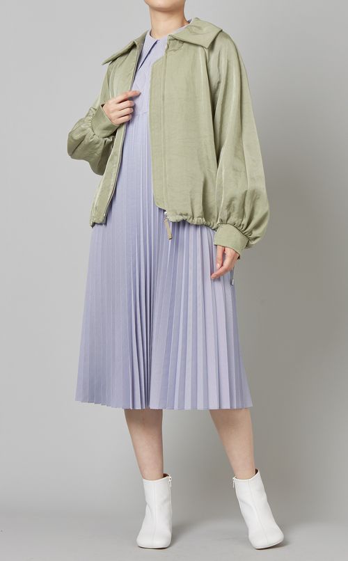 ケーププリーツシャツカラーワンピース
