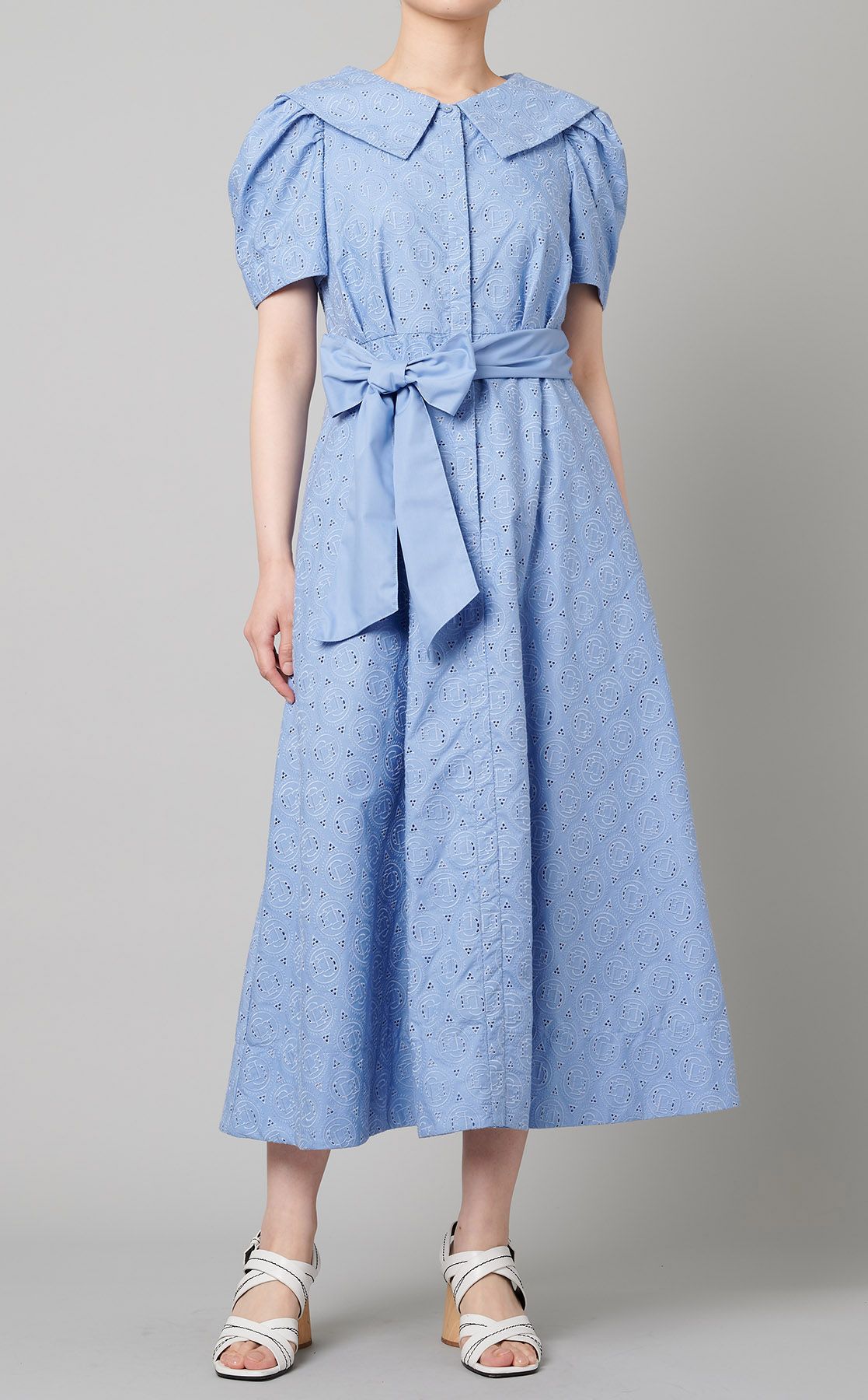 セルフォード エンブロイダリーボリュームシャツワンピース SAX 38