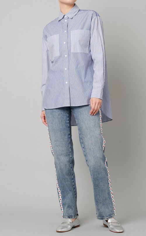 ダブルポケットストライプシャツ