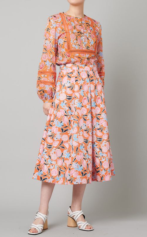 フルーツプリントヨークブラウス