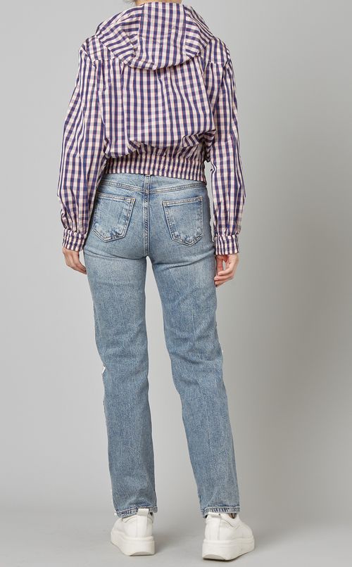 チェック柄ジップアップフーディブルゾン