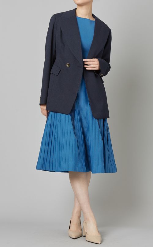 タックプリーツニットワンピース