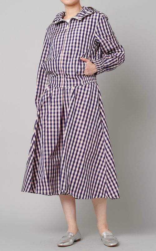 チェック柄ジップアップフーディブルゾン