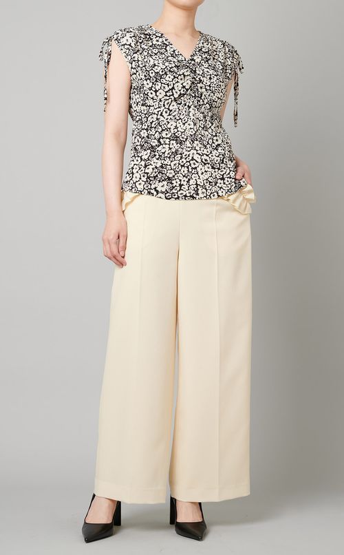 フラワープリントギャザーブラウス