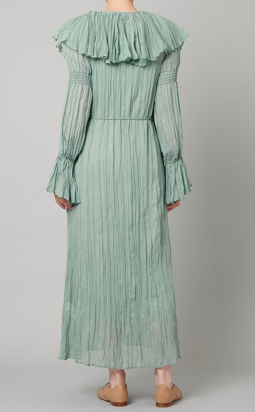 プリーツフリルカラーワンピース