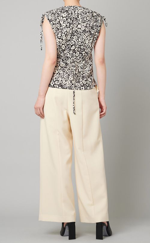 フラワープリントギャザーブラウス