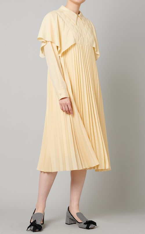 ケーププリーツシャツカラーワンピース