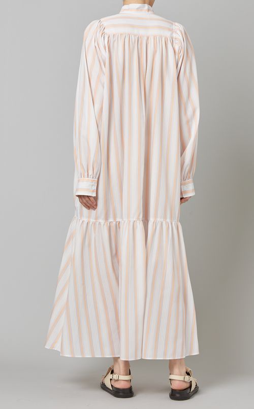 ストライプギャザーシャツワンピース