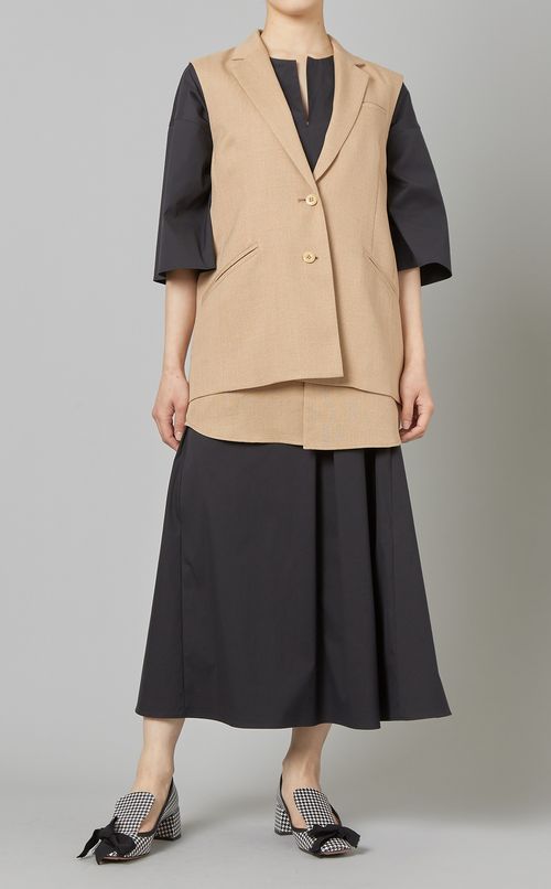 キーネックロングワンピース