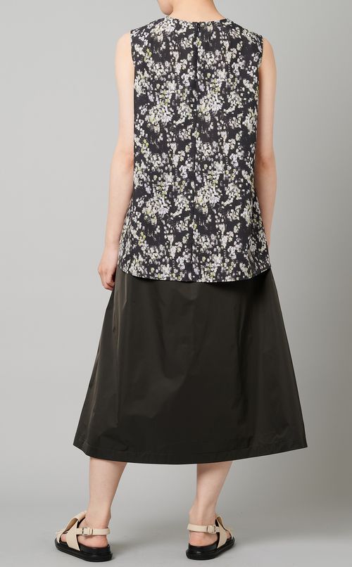 フレンチスリーブプリントブラウス