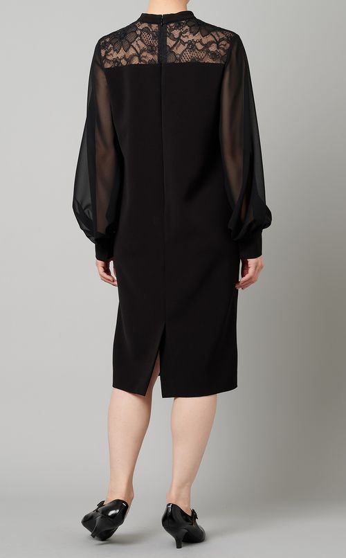 レースコンビひざ丈ワンピース