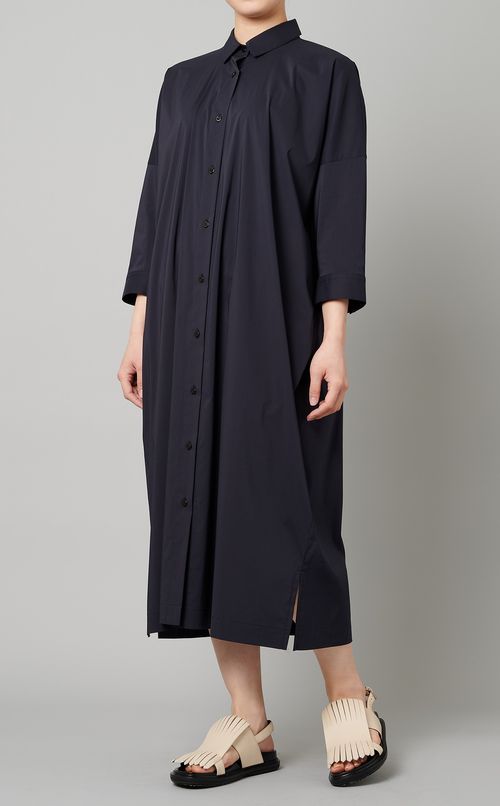 コットン混シャツワンピース