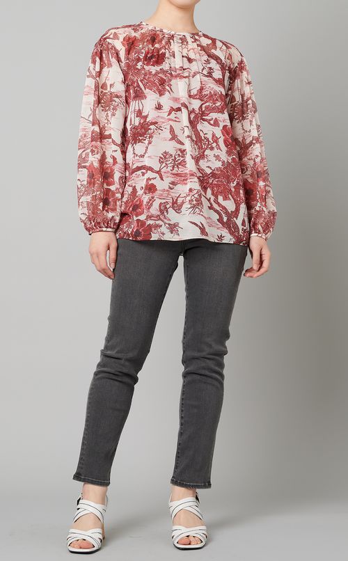 フロントギャザープリントブラウス