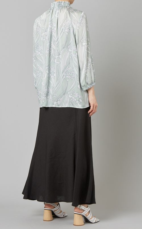 フラワープリントギャザーブラウス