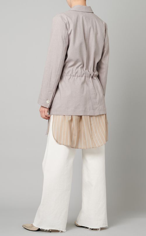 リネン混ベルテッドジャケット