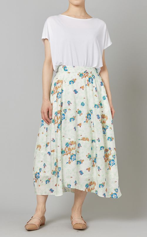 フラワープリントアシンメトリースカート