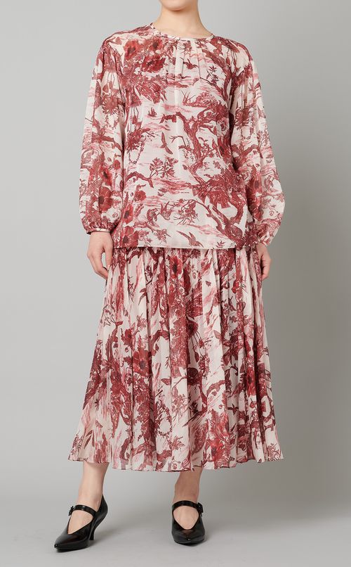 フロントギャザープリントブラウス