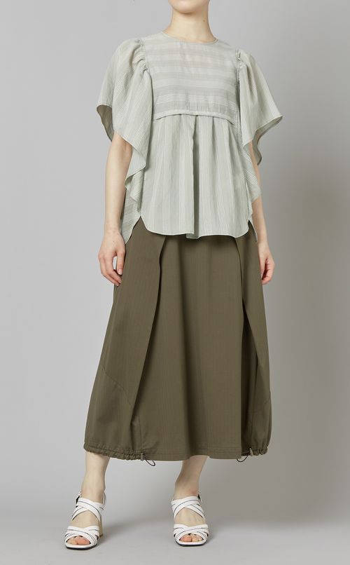 ストライプフリルブラウス