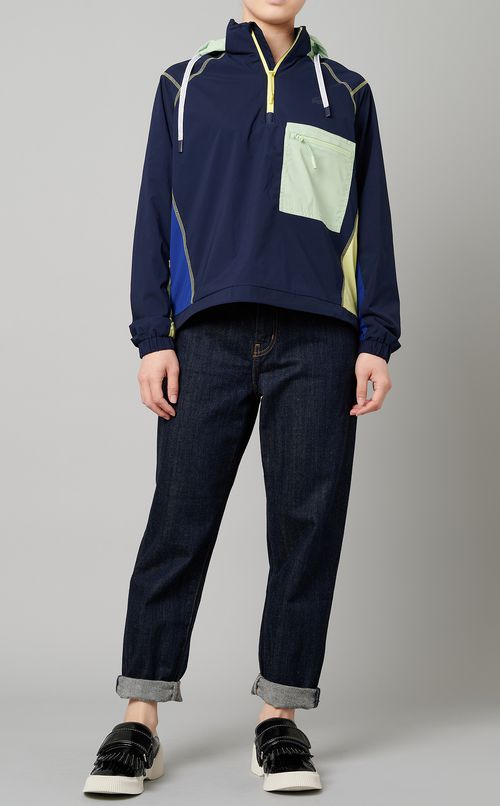 カラーブロックパーカープルオーバー