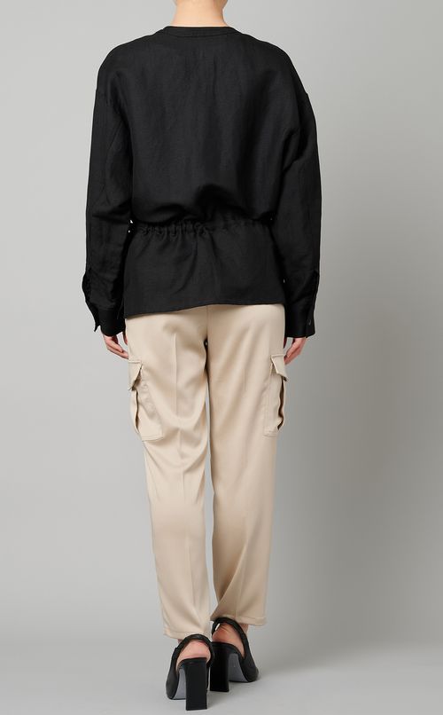 リネンフラップポケットブラウス