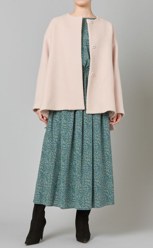 フラワープリントギャザーワンピース