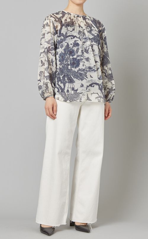 フロントギャザープリントブラウス