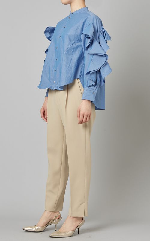 ダブルフリルスリーブブラウス