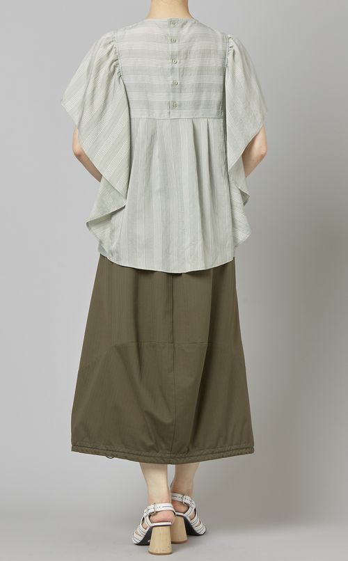 ストライプフリルブラウス