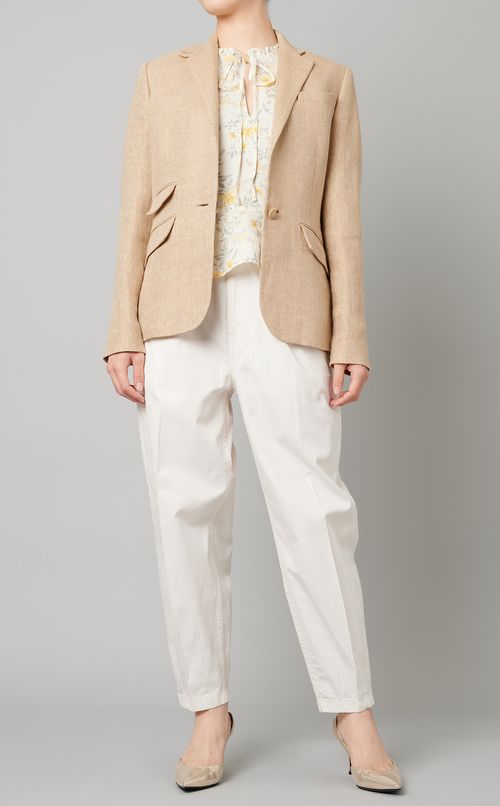 フラワープリントフリルボウタイブラウス