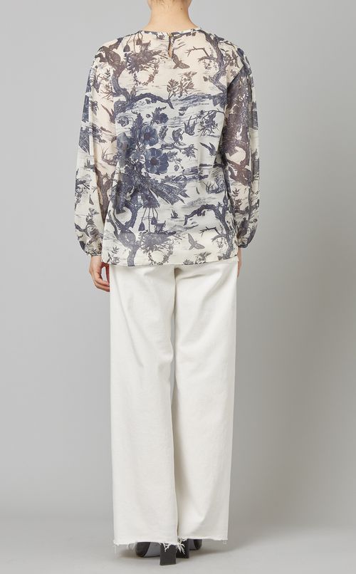 フロントギャザープリントブラウス