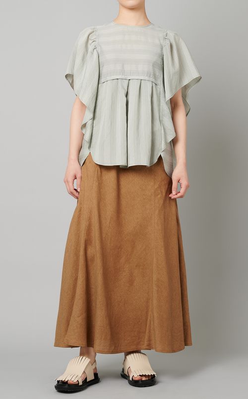 ストライプフリルブラウス