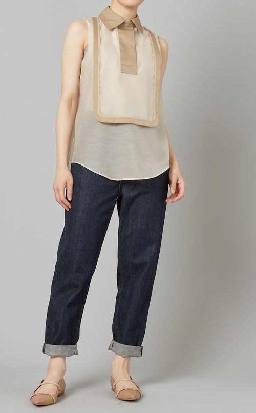 オーガンジーコンビシャツ