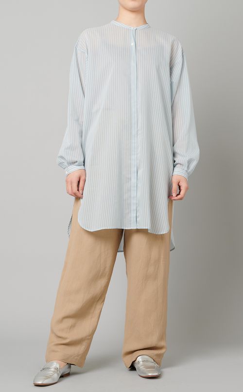 リネン混フロントタックパンツ