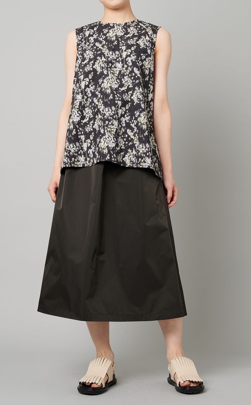 フレンチスリーブプリントブラウス