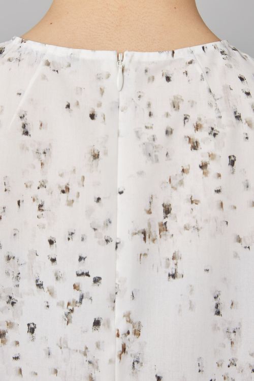 フレンチスリーブプリントブラウス