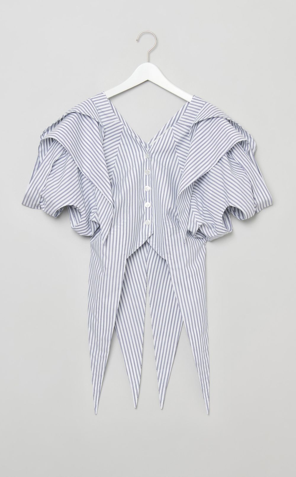 コットンストライプギャザーブラウス