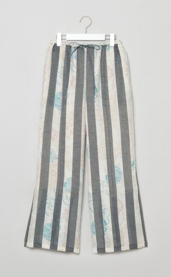 フラワープリントストライプパンツ