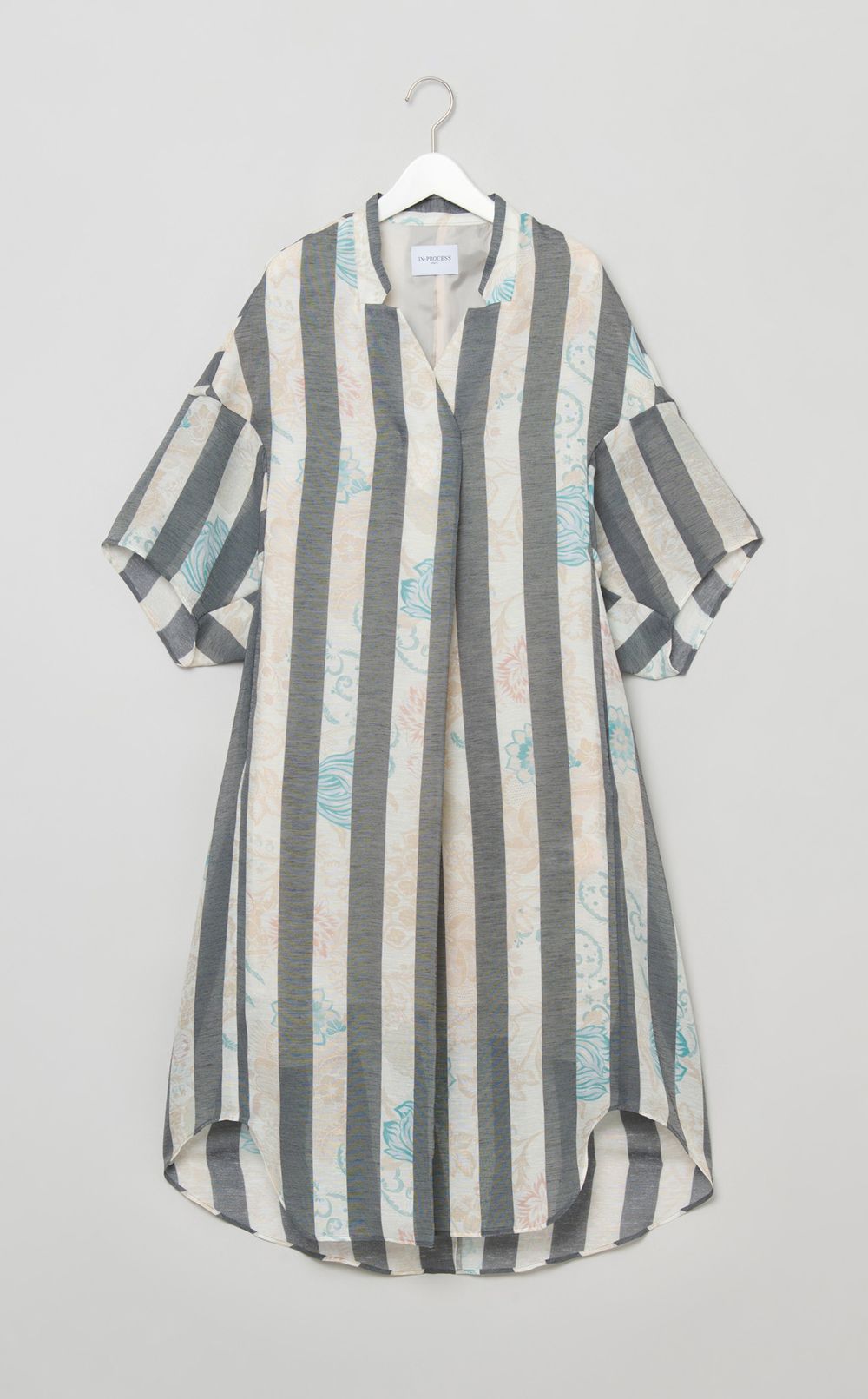 フラワープリントストライプワンピース