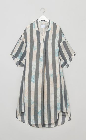 フラワープリントストライプワンピース