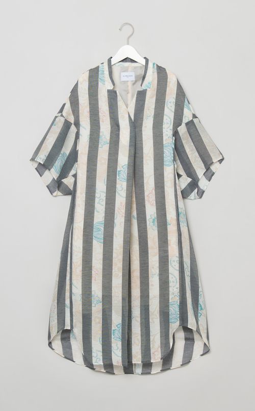 フラワープリントストライプワンピース