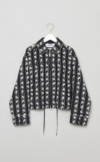 スミレ刺繍ジップブルゾン