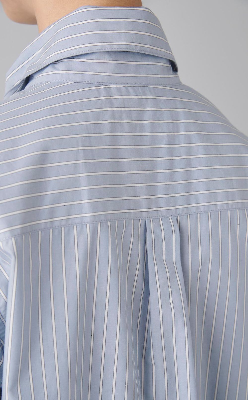 コットンストライプダブルボウブラウス