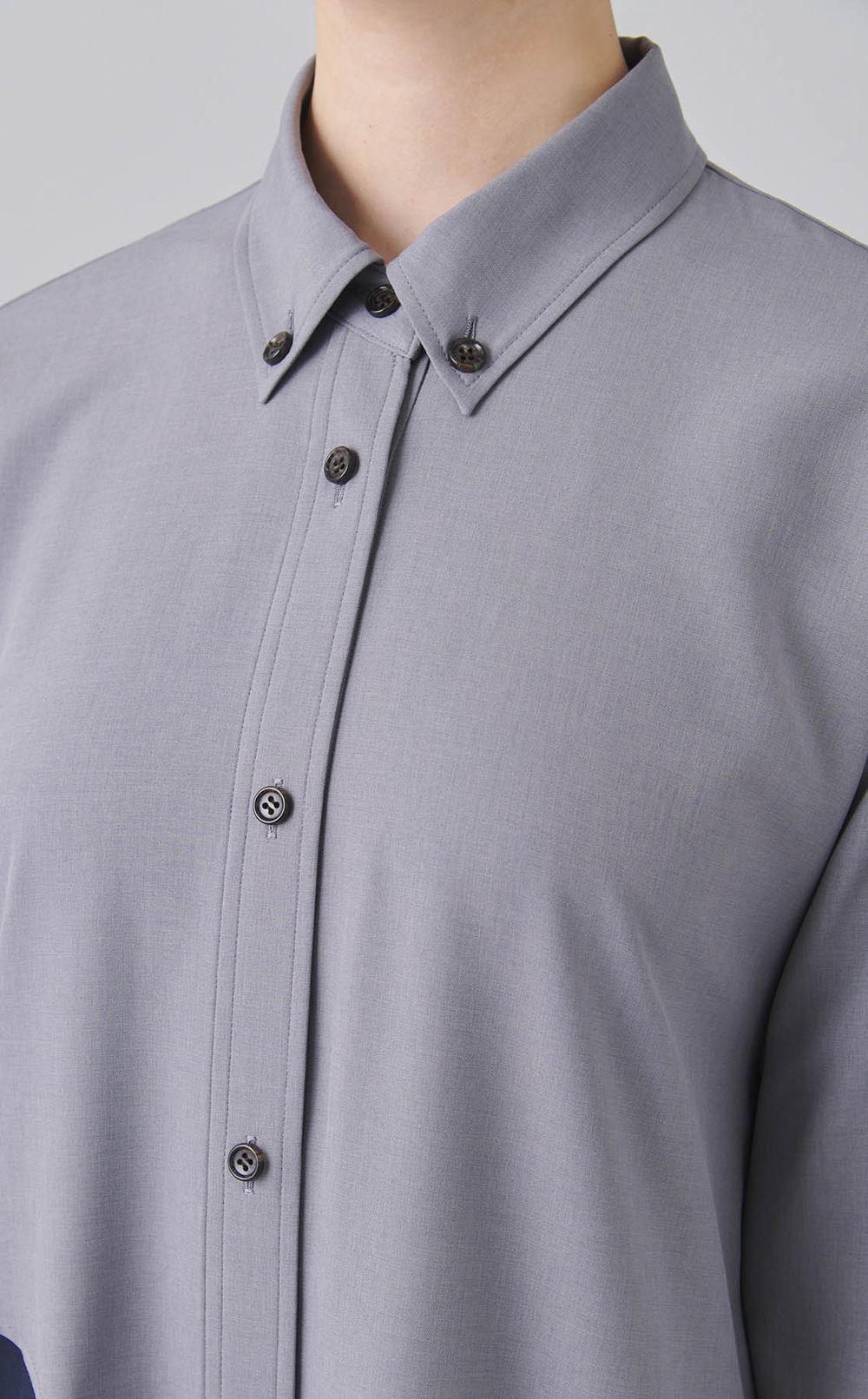 バイカラーフレアシャツワンピース