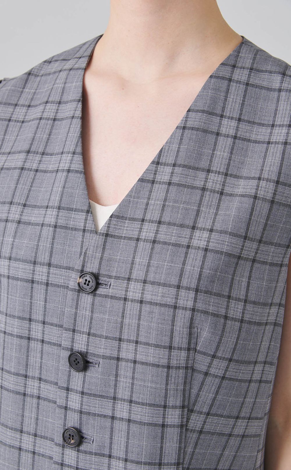 グレンチェックツイストトリムベスト